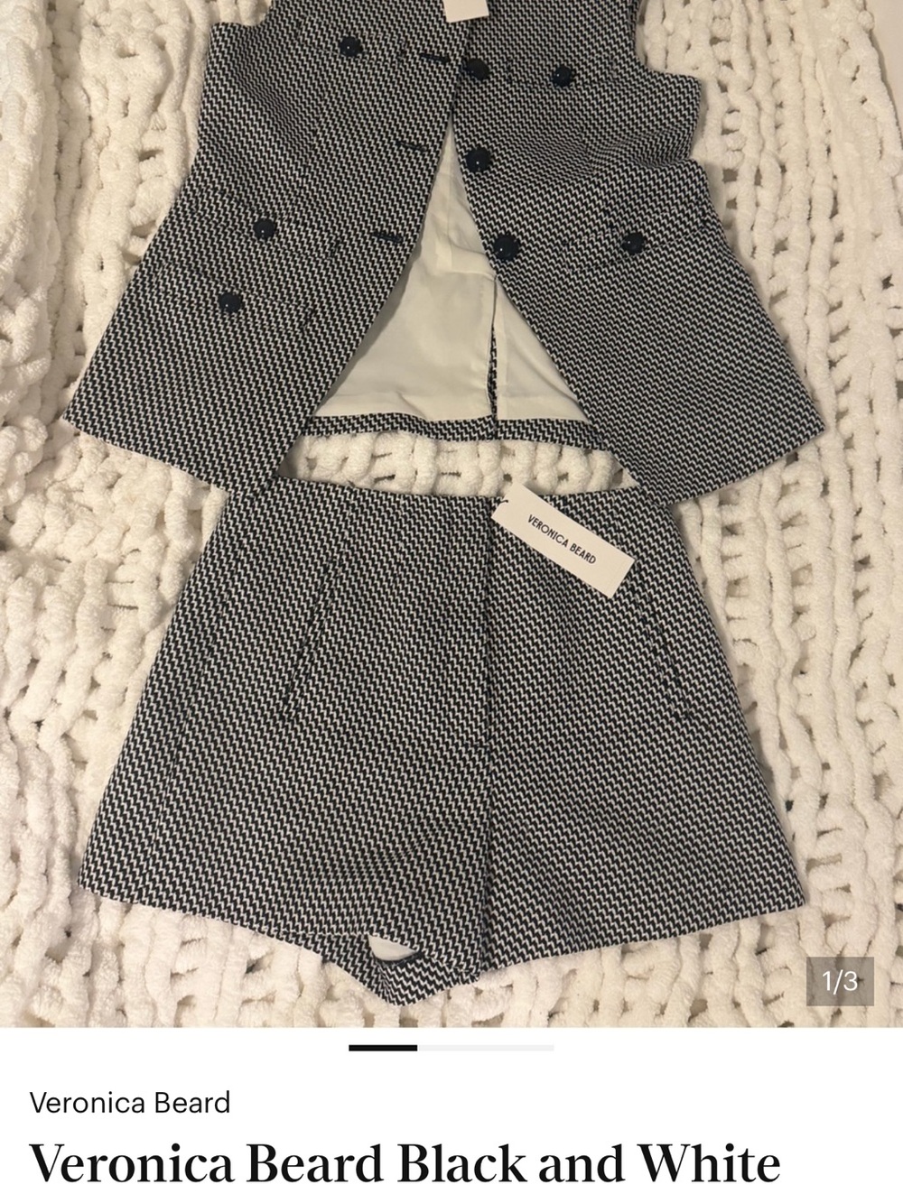 NWT Veronica Beard Houndstooth Vest Sz 10 + Matching Shorts Sz 8 Designer Set - Picture 6 of 6